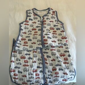 Kids Muslin Car Print Sleep Sack - Blue and Red